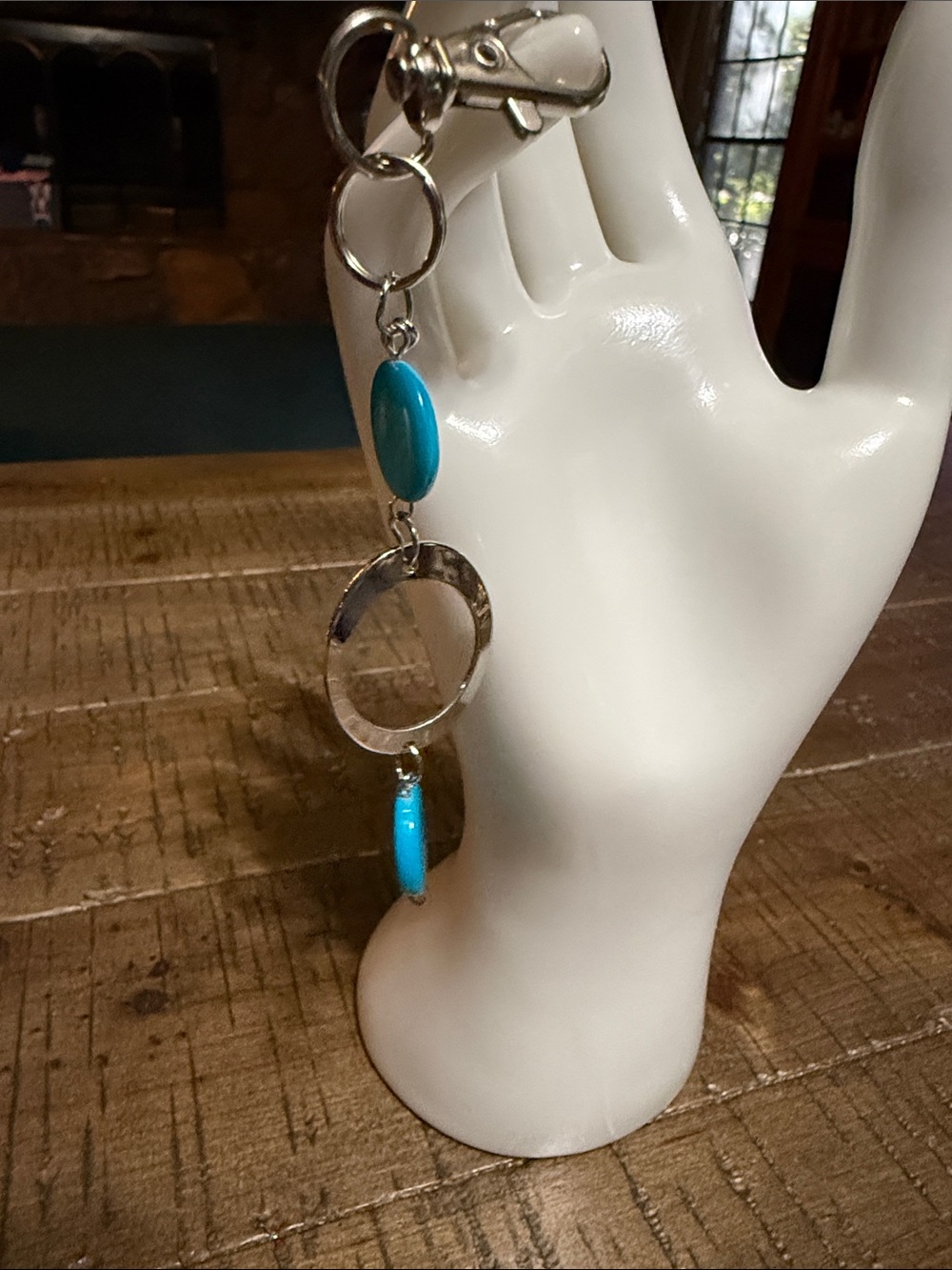 Turquoise Circle Dangle Keychain